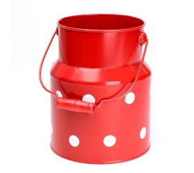 Váza konva s rúčkou kov červená veľké bodky v:18/27,5x12cm super cena