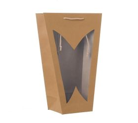 Taška kraft orch na kvety 29 × 43+14 × 15 cm neutro
