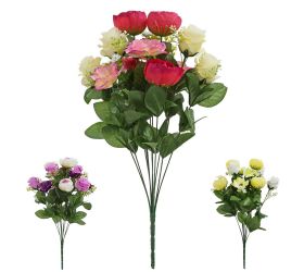 Kytica ruža ranun.anemone x12 mix 3f 48cm pur,cr/gr,cer