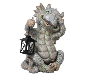 Dráčik s lampášom mgo 28x27x38,5cm šedý