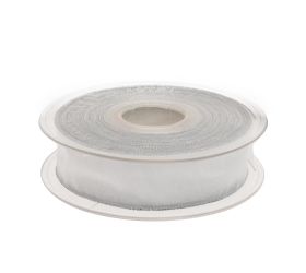 Stuha biela strieborný lem 2,5cm/20m 3348m 40