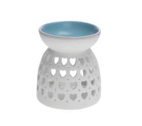 Aromalampa výrez srdiečka porcelán 8,5x10cm biela