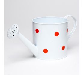 Váza krhla kov biela veľké bodky v:13x13cm