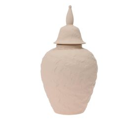 Dóza s poklopom keramika 17x17x32cm béžová