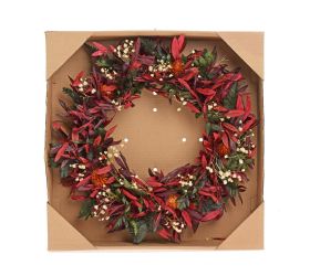 Veniec sušený bielo/bordovo/zelený 46cm