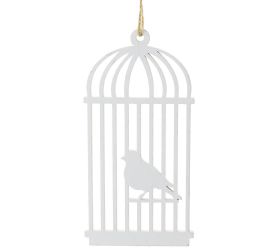 Klietka+vtáčik výrez biele-vzor s/8 15cm