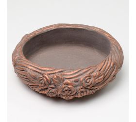 Obal kruh cement šedý s medenou 19x16x6.5cm