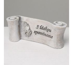 Zvitok s nápisom sivý 12x4x5cm polyres