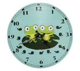 Hodiny nástenné mdf dia 34cm žabky