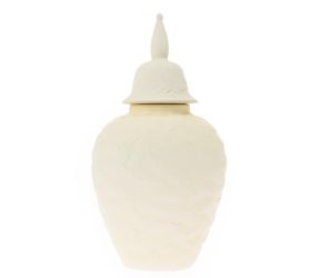 Dóza s poklopom keramika 17x17x32cm krém