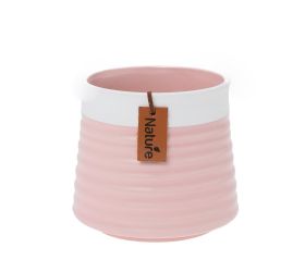 Obal keramika 11,3x11,3x10,2cm ružovo biela