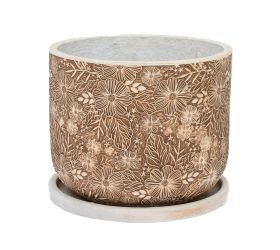 J74 kvetináč + miska liva hnedá/béžová 44h36cm xl