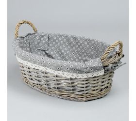 Prútený košík tm.hnedý vzor bodka m:32x23x11cm