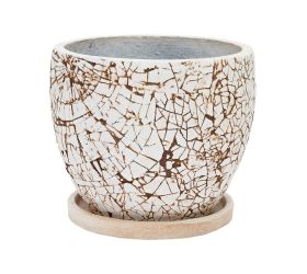 J98 kvetináč + miska okrúhly bielo/čierna 44xh36cm l