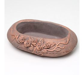 Obal oval cement šedý s medenou 26.5x16x7.5cm