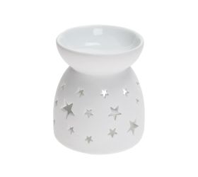 Aromalampa výrez hviezdy porcelán 8,5x10cm biela