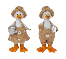 Húsky v slamenom klobúku polyrez 4,5x3,5x10,5cm hnedé mix