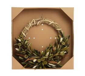 Veniec sušený polkruh bie/zlený bodliak 43*41cm