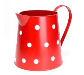 Váza džbán v:19x14cm kov červená veľké bodky super cena
