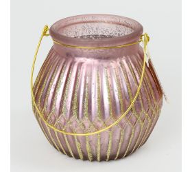 Svietnik sklo sv.fialový 14x14,5cm