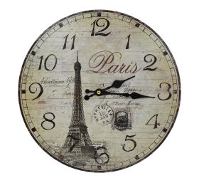 Hodiny nástenné mdf dia 34cm paríž