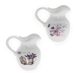 Džbán vzor kvety keramika 20.5*14*20.5 biely