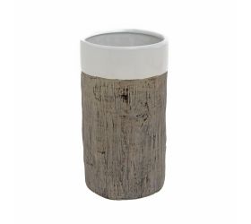 Obal váza vzor drevo keramika 12.5*12.5*22.5 hnedobiely