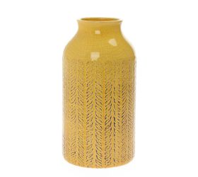 Váza ornament žltá keramika 12.5*12.5*23.5cm