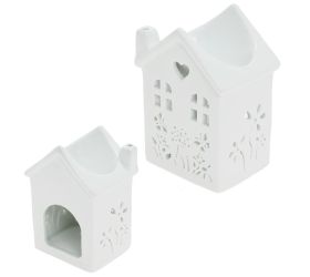 Aromalampa domček porcelán 9x7x12cm biela