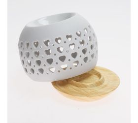 Aromalampa guľa srdiečka porcelán 8x9cm biela