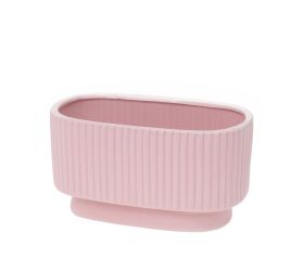 Obal pruhovaný ovál keramika 18x10,5x10cm ružová
