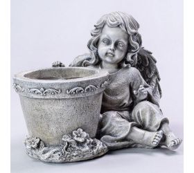 Obal anjel sivý 23x13x17,5cm polyres