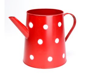Váza krhla kov červená veľké bodky v:18x13cm super cena