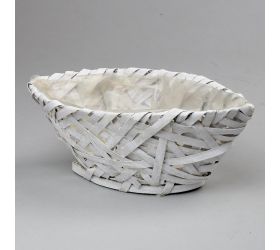 Prútie loďka biela 30xv11cm