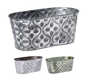 Obal ovál kov mix 3f zelený ornament v:10x24x12,5cm super cena