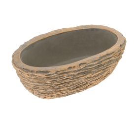 Obal ovál cement bledo-sivo-zlatý 25cm