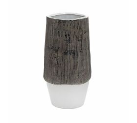 Obal váza vzor drevo keramika 14.5*14.5*27.5 hnedobiely