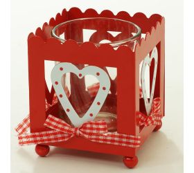 Svietnik srdiečko biel/červ.