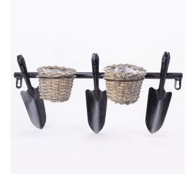 Dekor. lopatky + 2xprút. kôš na stenu 60cm