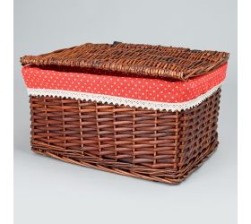 350fl/s prútený košík tm.hnedý vzor bodka l:44x33x24cm