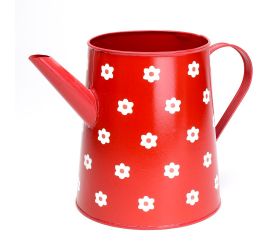 Váza krhla kov červená kvety  v:18x13cm super cena