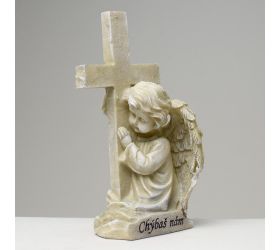 Anjel s krížom sivý 10,5x10,5x21cm polyres super cena
