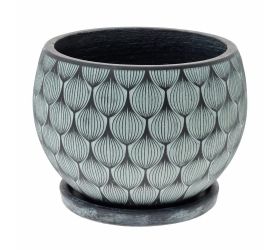 J71 kvetináč + miska guľa jill zel./čierna 40h26cm l