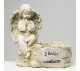 Anjel na sviečku sivý 18x10x17,5cm polyres