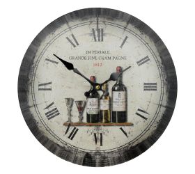 Hodiny nástenné mdf dia 34cm víno