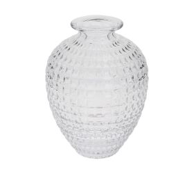 Váza sklo 8,5x24cm číra pásy