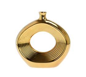 Váza keramika 20,5x6x20,5cm zlatá