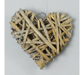 Prútené srdce šedé 10x10x3 cm