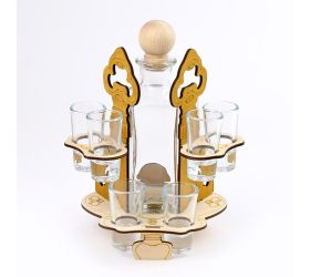 524 kľúče/poháre drevo+sklo v24x18x18cm