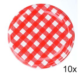 Viečka  červeno/biele káro fi82mm/10ks